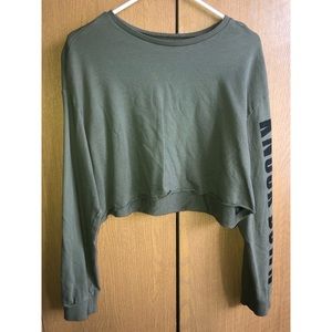Green long sleeve crop top sweatshirt